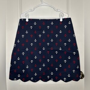 Talbots NWT Navy Blue Anchor Scalloped Hem Pencil Skirt Cotton Stretch Sz 16W
